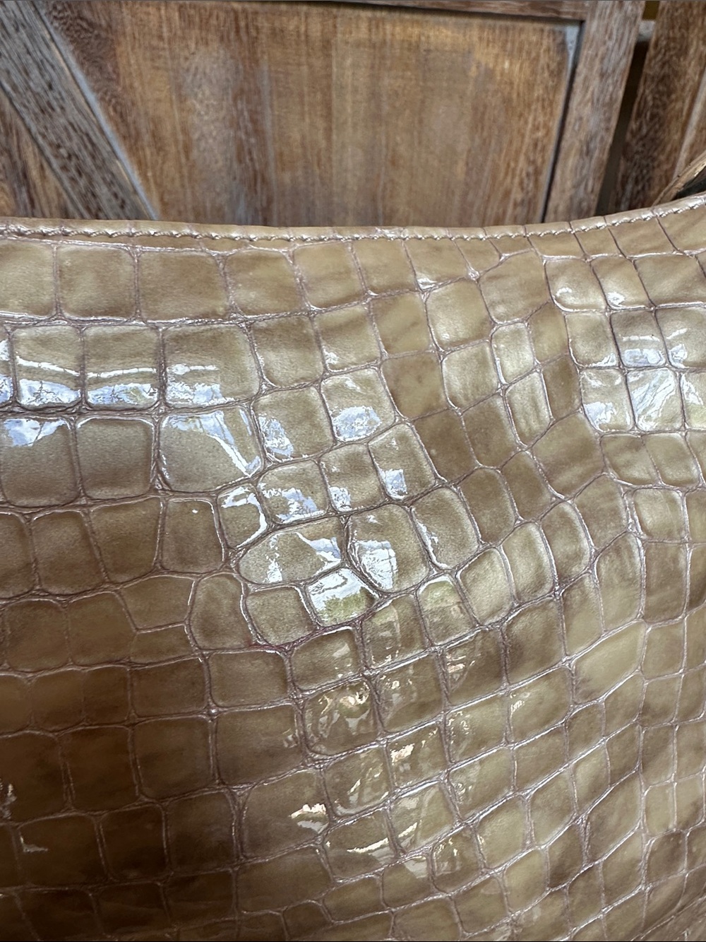Brighton Cherie Beachwood Patent Croc-Embossed Leather Shoulder Bag Purse - Picture 15 of 16
